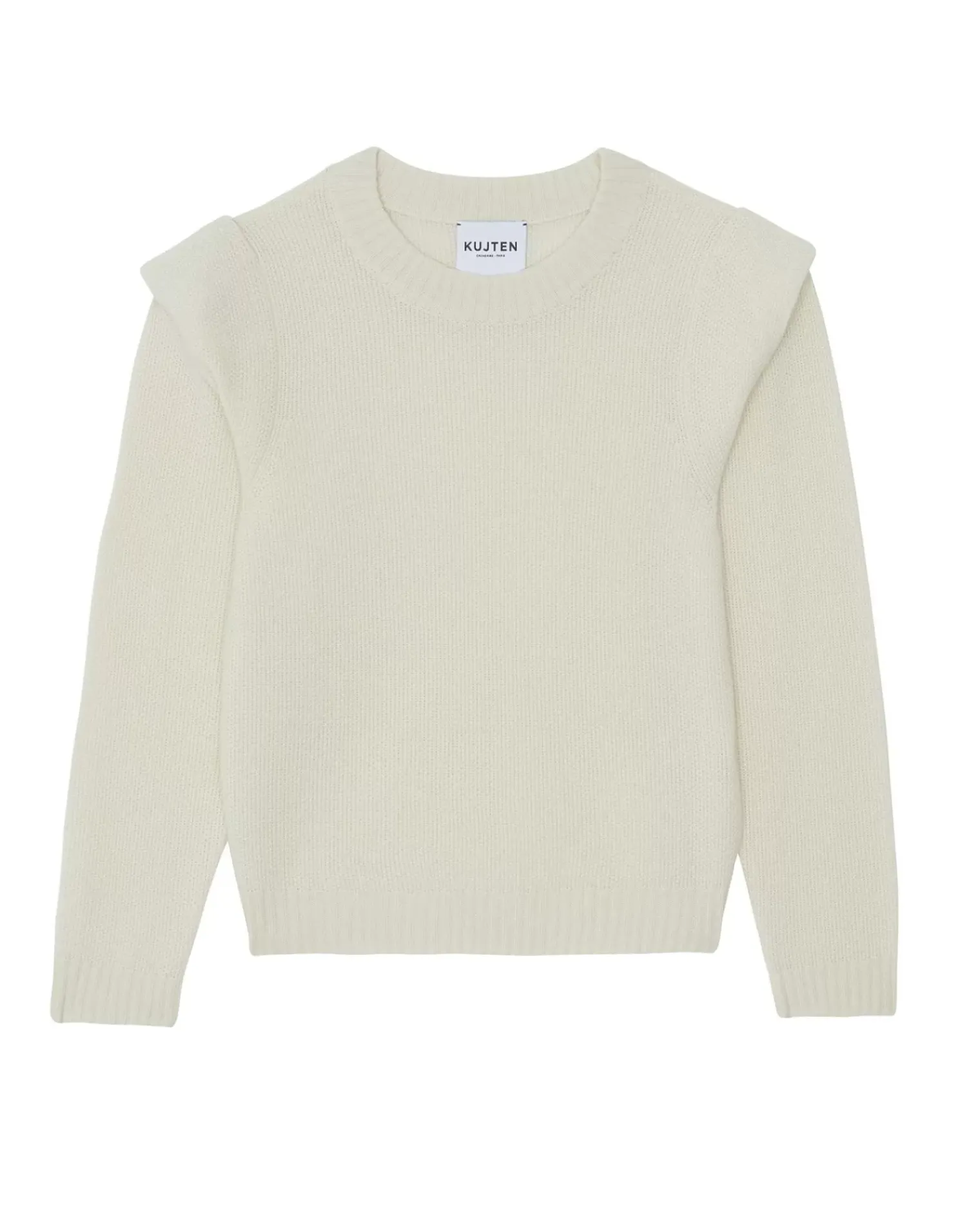 Kujten Sweaters & Sweatshirts>Women Cashmere Round Neck Sweater Blanc Vintage