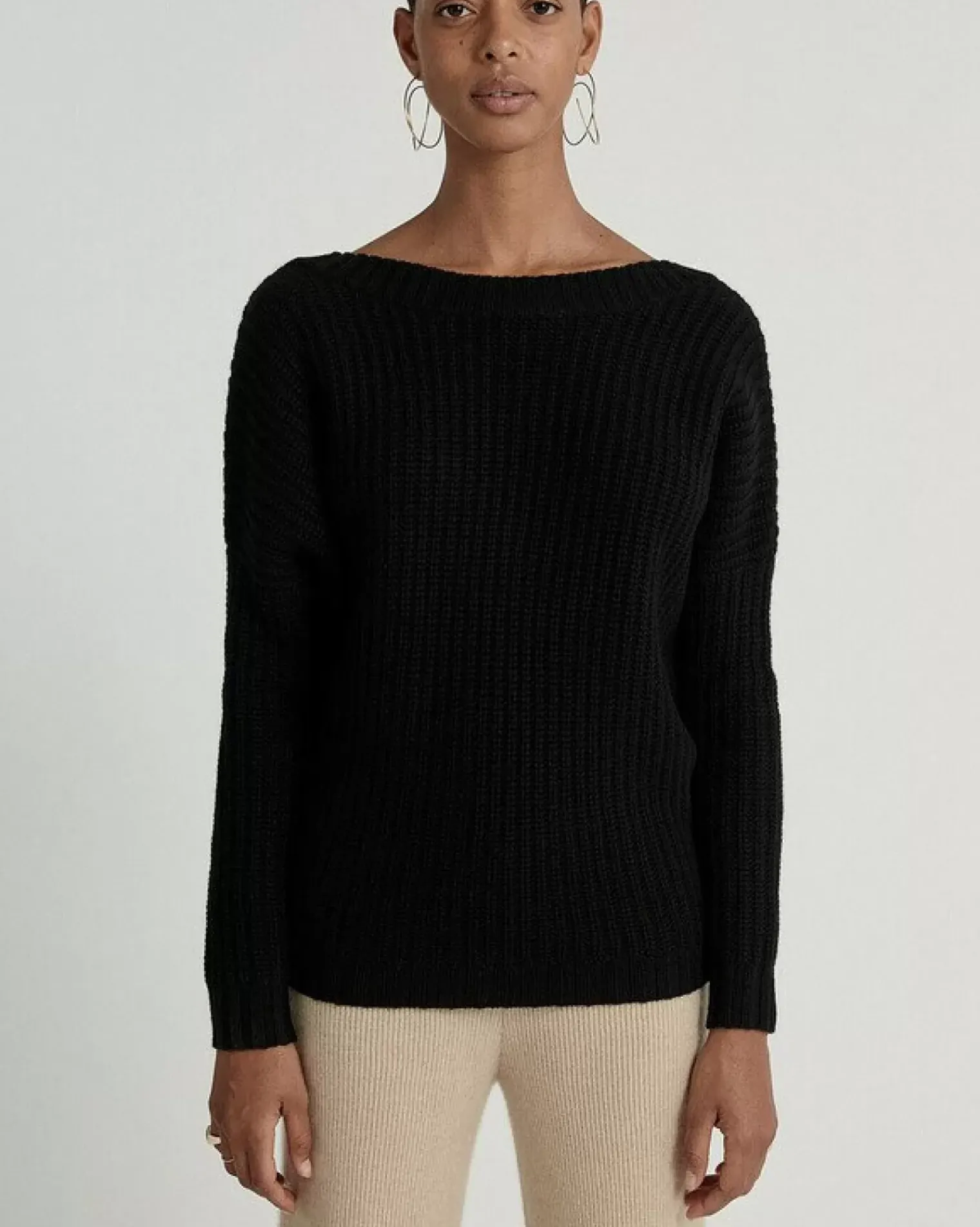 Kujten Sweaters & Sweatshirts>Women Cashmere Round Neck Sweater Noir