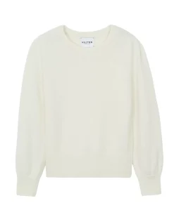 Kujten Sweaters & Sweatshirts>Women Cashmere Round Neck Sweater Blanc
