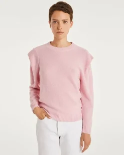 Kujten Sweaters & Sweatshirts>Women Cashmere Round Neck Sweater Candy Pink