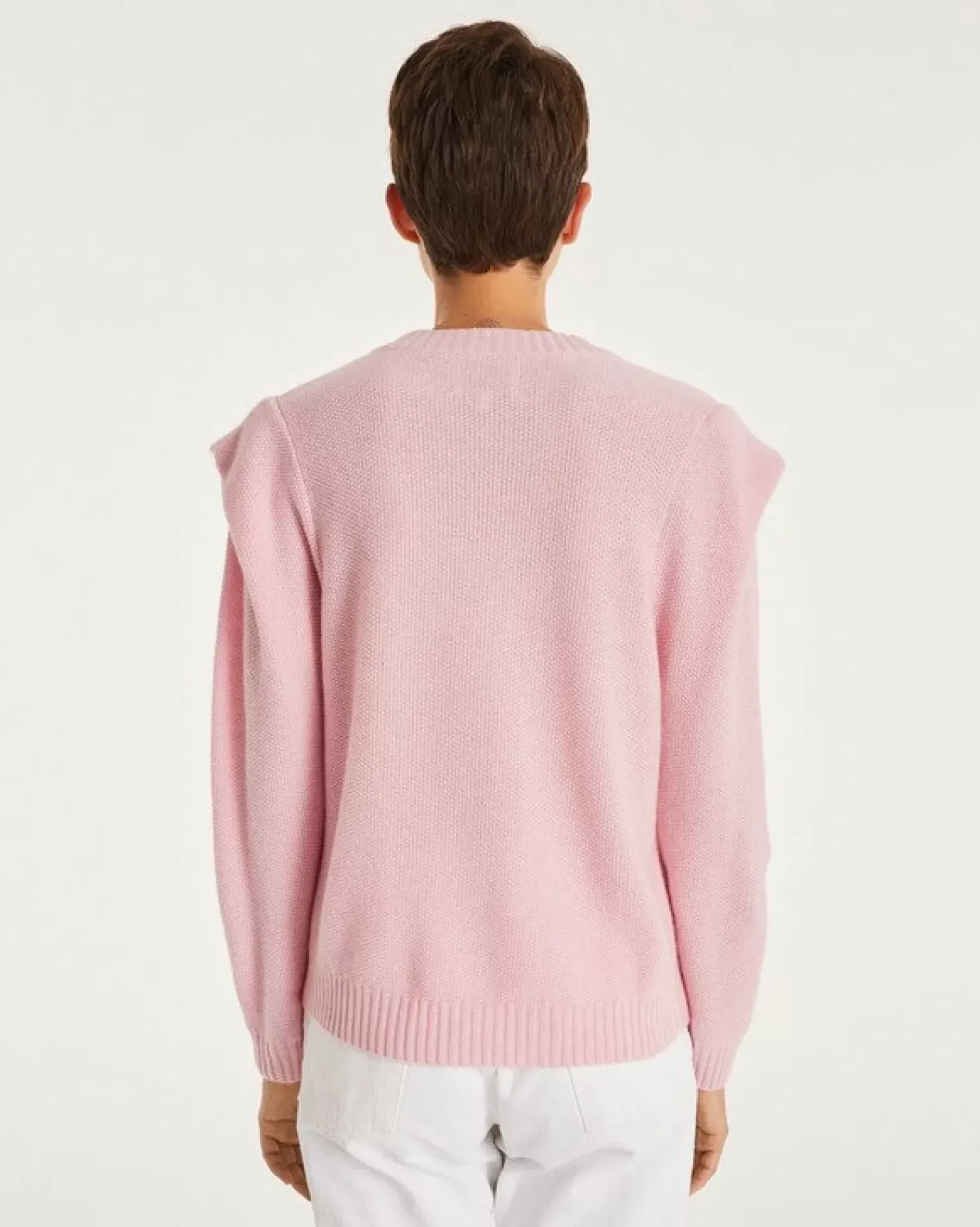 Kujten Sweaters & Sweatshirts>Women Cashmere Round Neck Sweater Candy Pink