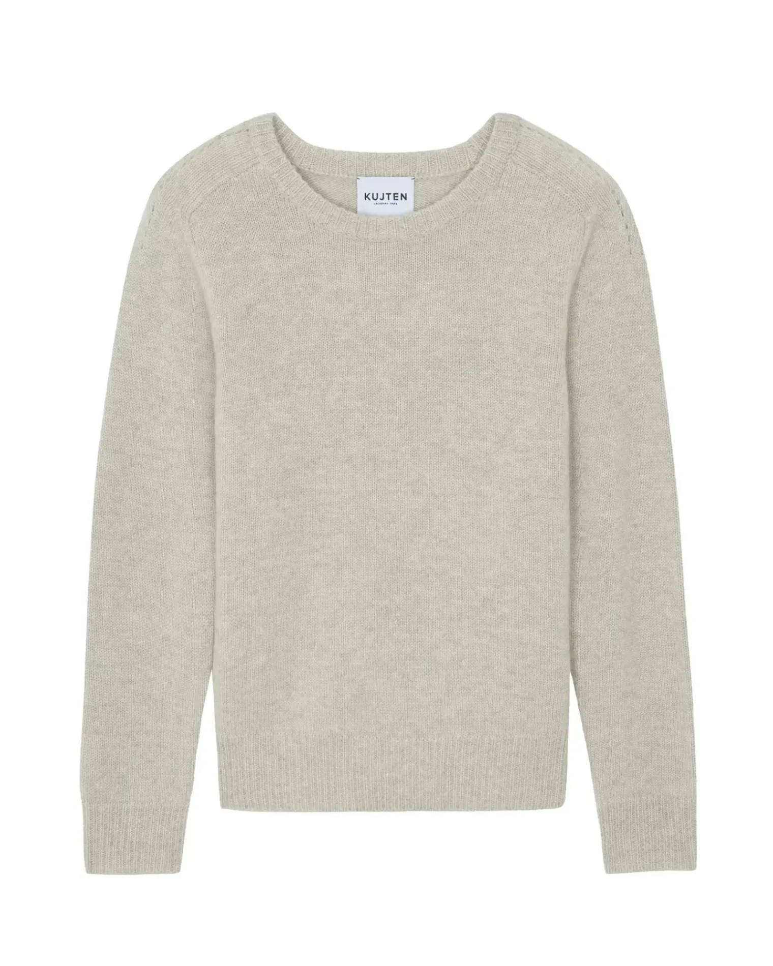 Kujten Sweaters & Sweatshirts>Women Cashmere Round Neck Sweater, 6-Threads Avoine
