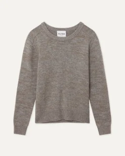 Kujten Sweaters & Sweatshirts>Women Cashmere Round Neck Sweater Taupe Mouline