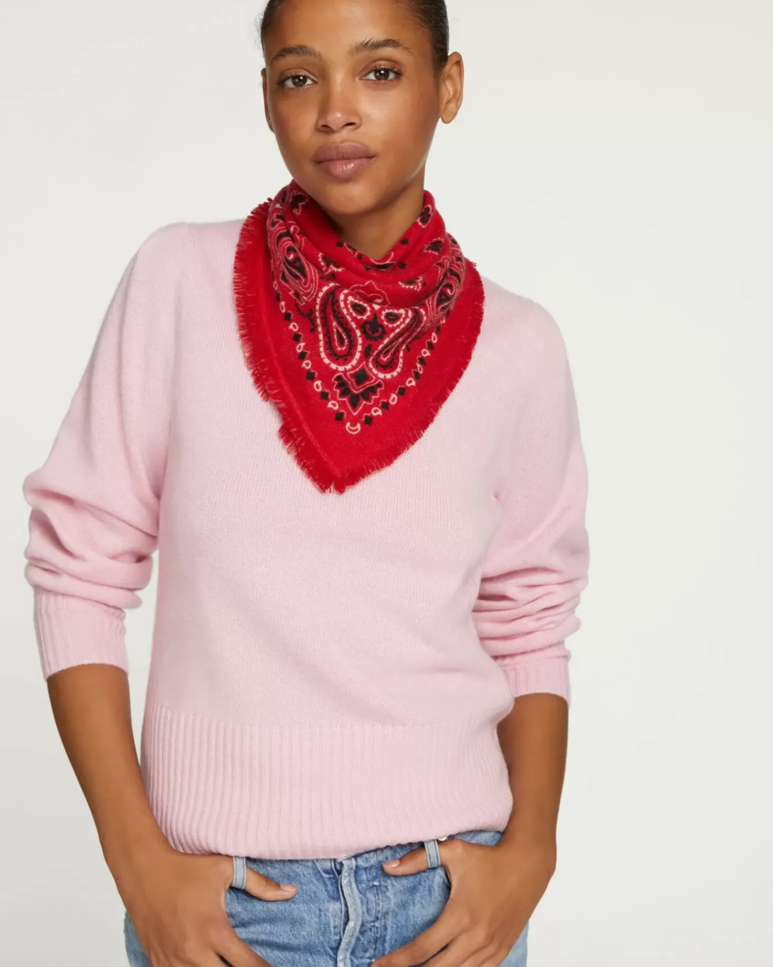 Kujten Sweaters & Sweatshirts>Women Cashmere Round Neck Sweater Candy Pink