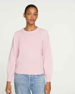 Kujten Sweaters & Sweatshirts>Women Cashmere Round Neck Sweater Candy Pink