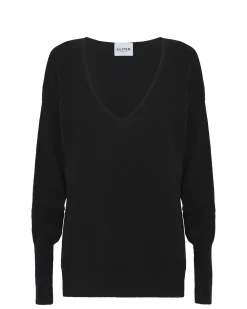 Kujten Sweaters & Sweatshirts>Women Cashmere Sweater Mittens Sleeves Noir