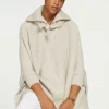 Kujten Capes & Ponchos>Women Cashmere Trucker Neck Poncho Avoine