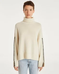 Kujten Sweaters & Sweatshirts>Women Cashmere Turtleneck Sweater Blanc Vintage