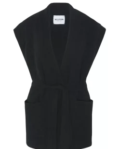 Kujten Jackets & Vests>Women Cashmere Vest Kimono Noir