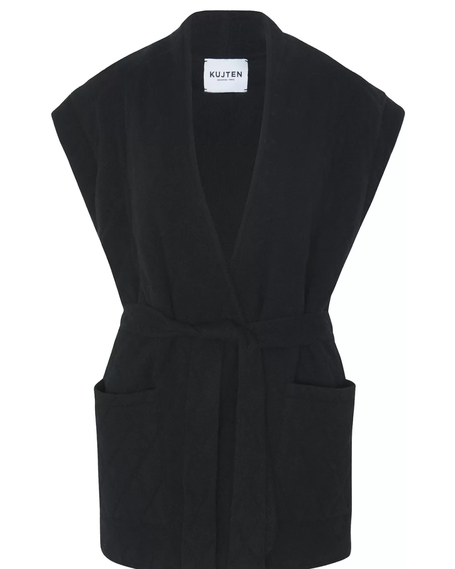 Kujten Jackets & Vests>Women Cashmere Vest Kimono Noir