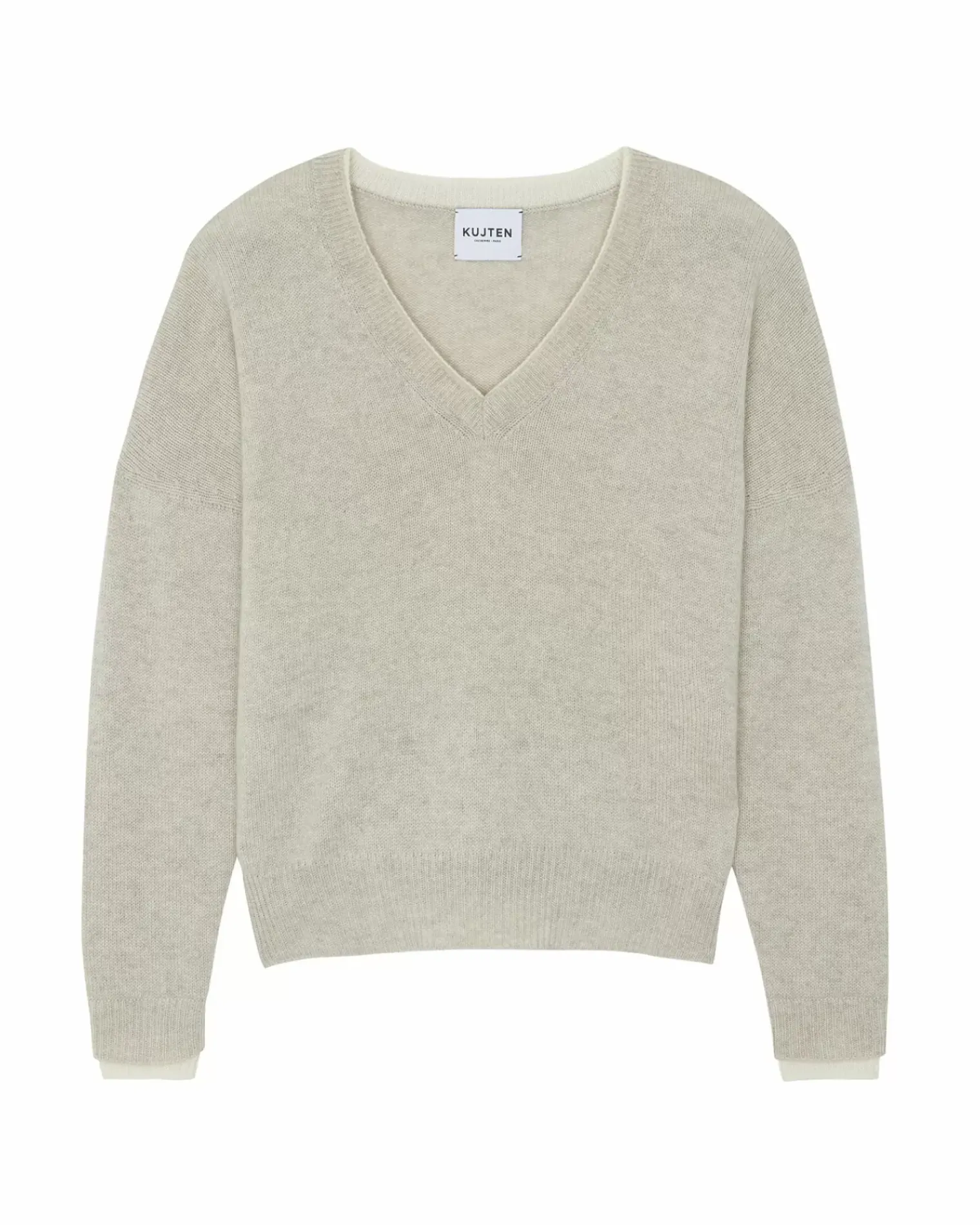 Kujten Sweaters & Sweatshirts>Women Cashmere V-Neck Sweater Boyfriend Avoine
