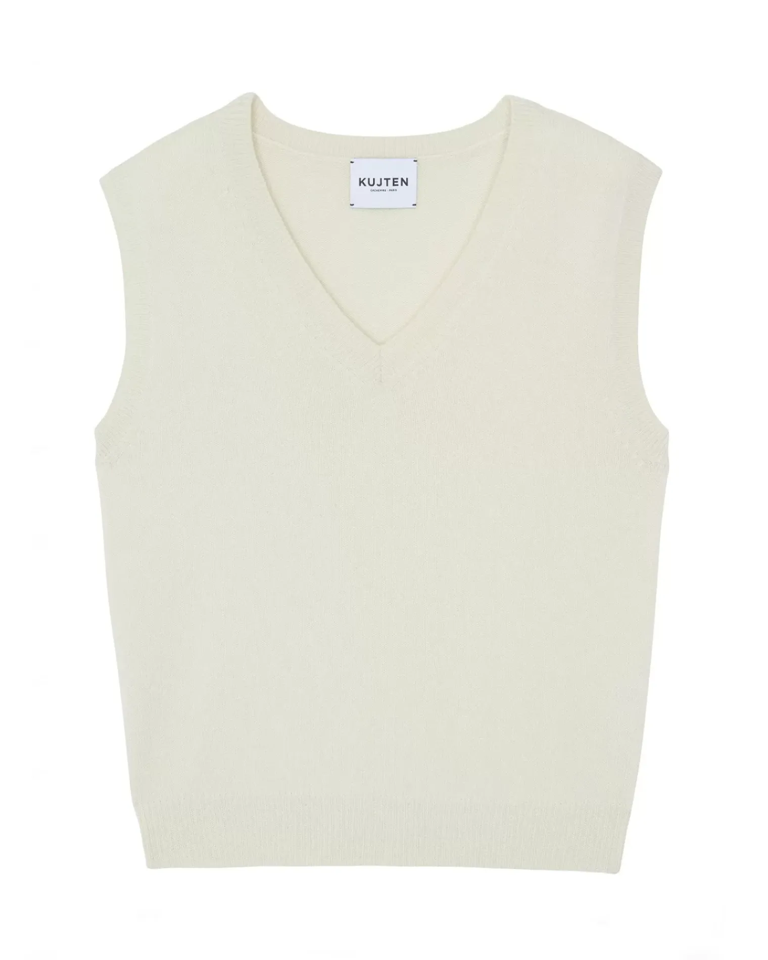 Kujten Sweaters & Sweatshirts>Women Cashmere V-Neck Sweater Blanc Vintage