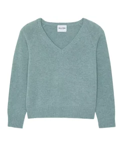 Kujten Sweaters & Sweatshirts>Women Cashmere V-Neck Sweater Vert Suzanne