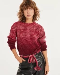 Kujten Sweaters & Sweatshirts>Women Cropped Round Neck Cashmere Sweater Rouge
