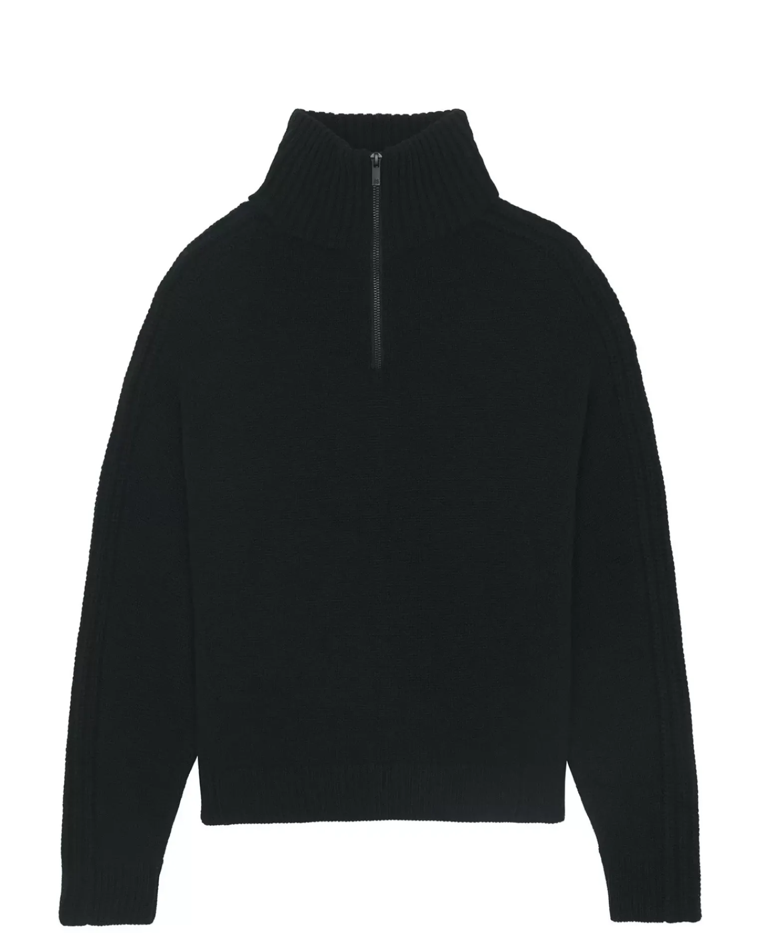 Kujten Sweaters & Sweatshirts>Women Cropped Trucker Cashmere Sweater Noir