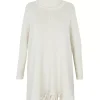 Kujten Capes & Ponchos>Women Fringed Cashmere Poncho, 10-Threads Blanc