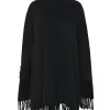 Kujten Capes & Ponchos>Women Fringed Cashmere Poncho Noir