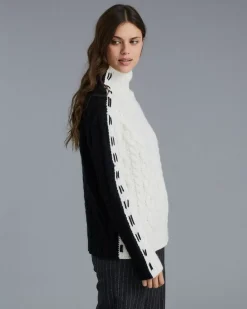 Kujten Sweaters & Sweatshirts>Women Funnel Neck Cashmere Sweater Blanc