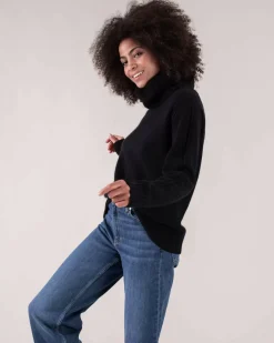 Kujten Sweaters & Sweatshirts>Women Large Turtleneck Cashmere Sweater Noir