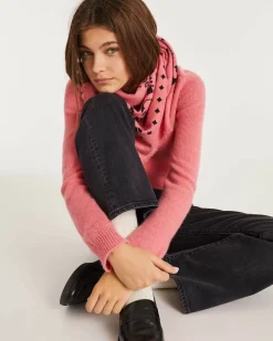 Kujten Sweaters & Sweatshirts>Women Long Sleeve Cashmere Sweater Rose Chine