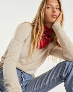 Kujten Sweaters & Sweatshirts>Women Long Sleeve Cashmere Sweater Avoine