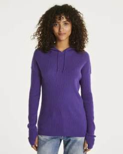 Kujten Hoodies>Women Mitten Sleeves Cashmere Sweatshirt Violet