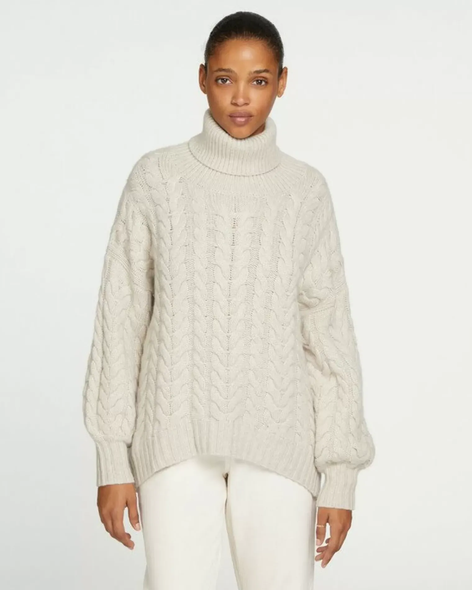 Kujten Sweaters & Sweatshirts>Women Oversized Cashmere Sweater, 6-Threads Avoine