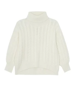Kujten Sweaters & Sweatshirts>Women Oversized Cashmere Sweater, 6-Threads Blanc
