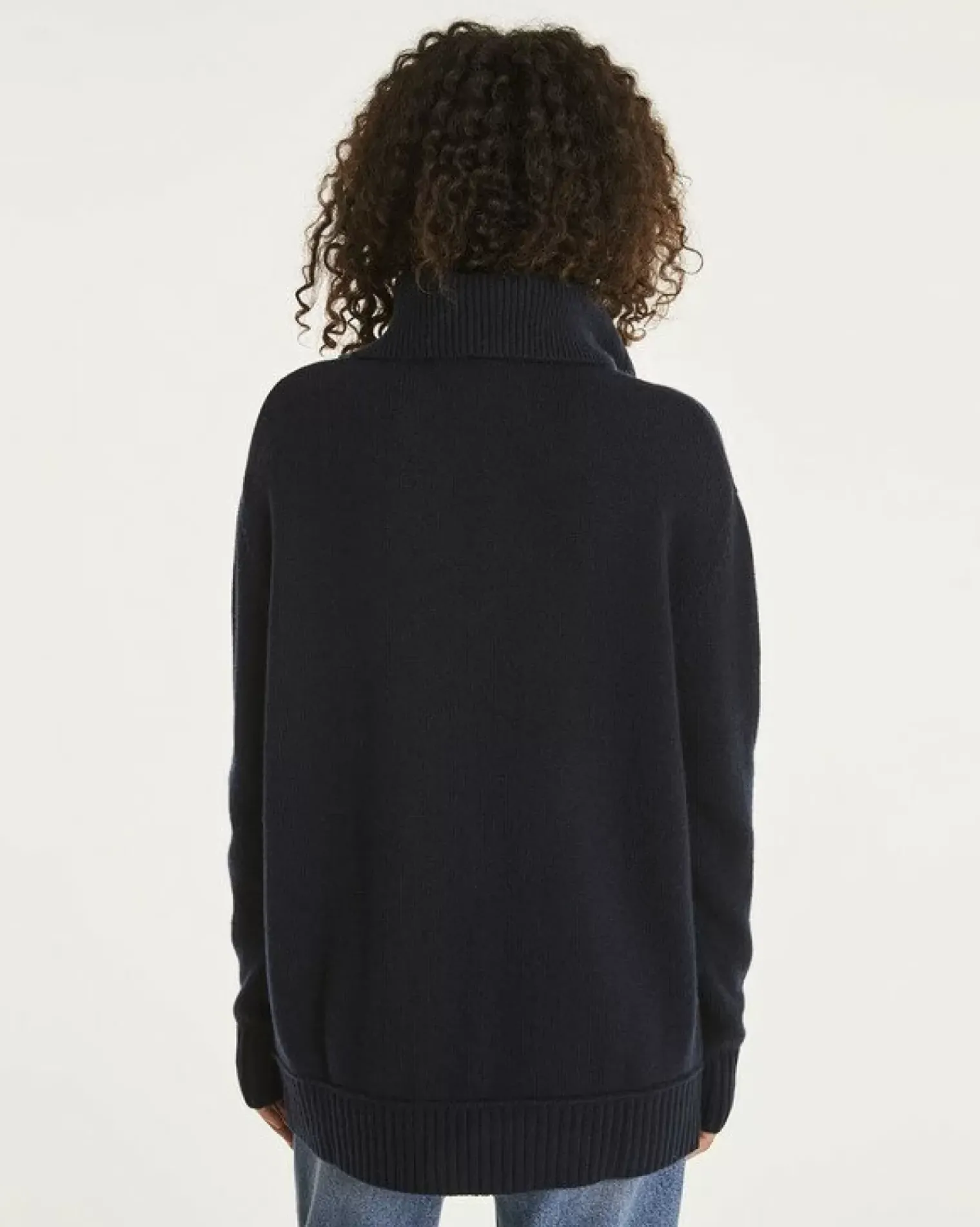 Kujten Sweaters & Sweatshirts>Women Oversized Cashmere Trucker Sweater Bleu Marine Fonce