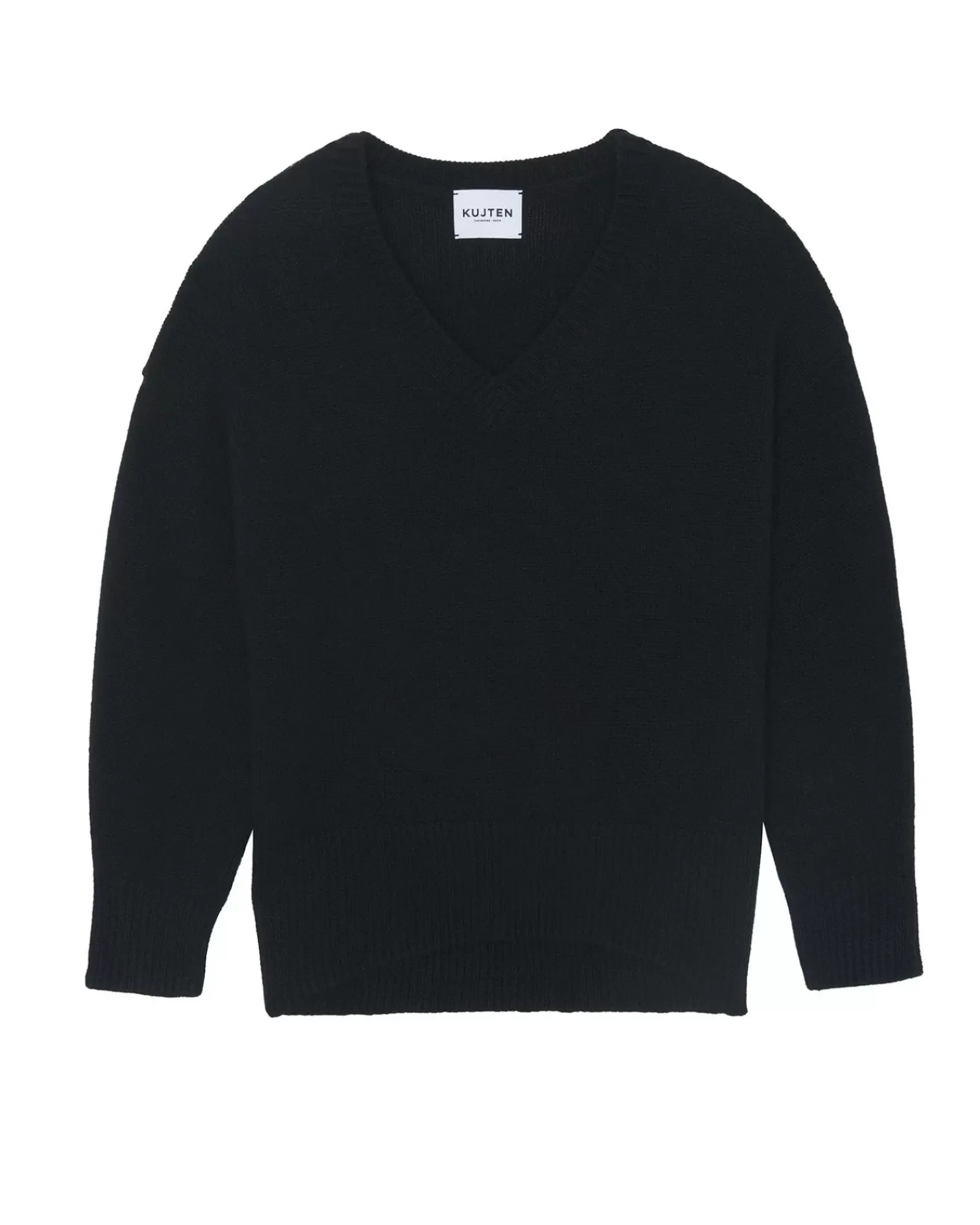 Kujten Sweaters & Sweatshirts>Women Oversized V-Neck Cashmere Sweater Noir