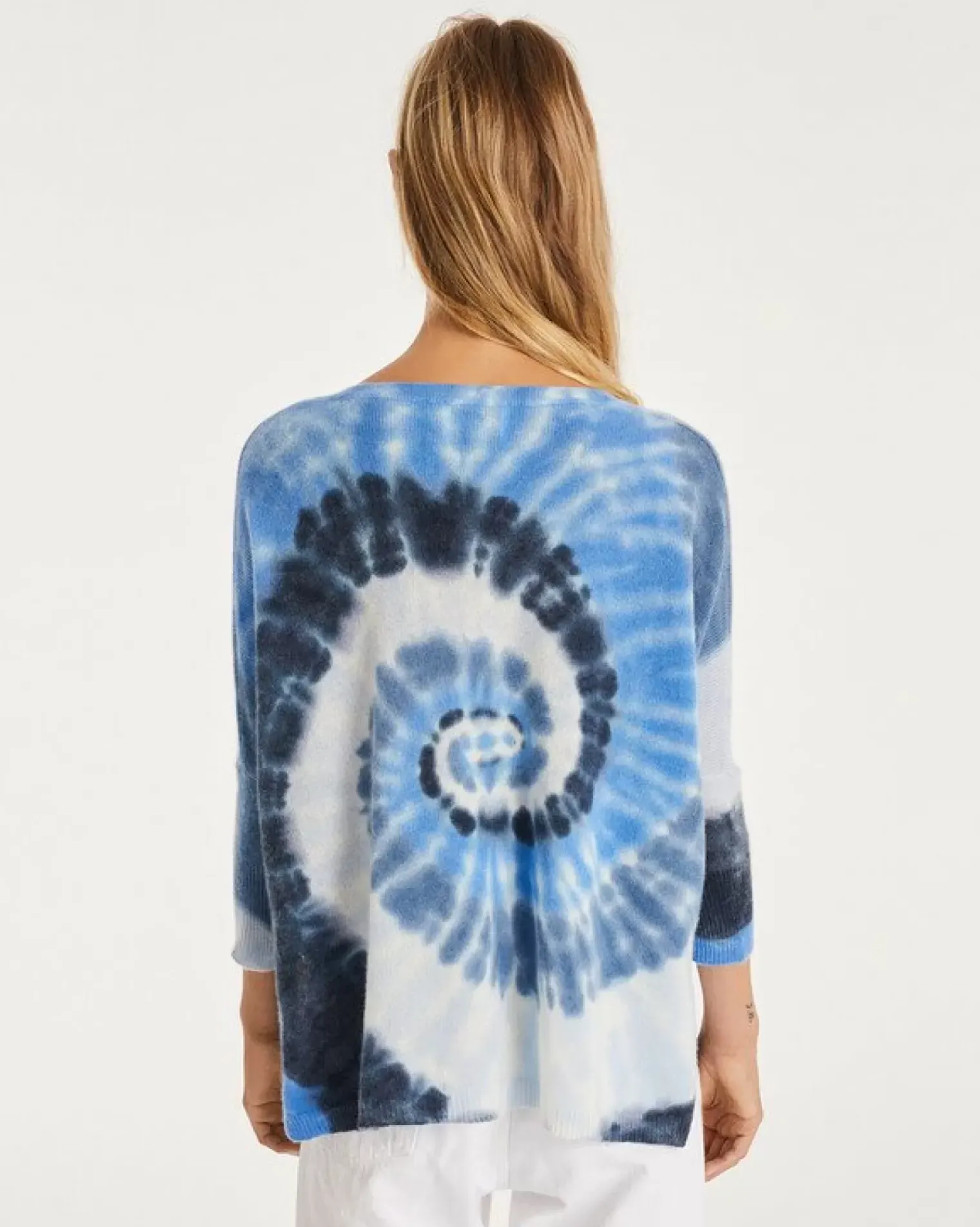 Kujten Sweaters & Sweatshirts>Women Oversized V-Neck Cashmere Sweater Bleu Indigo Chine