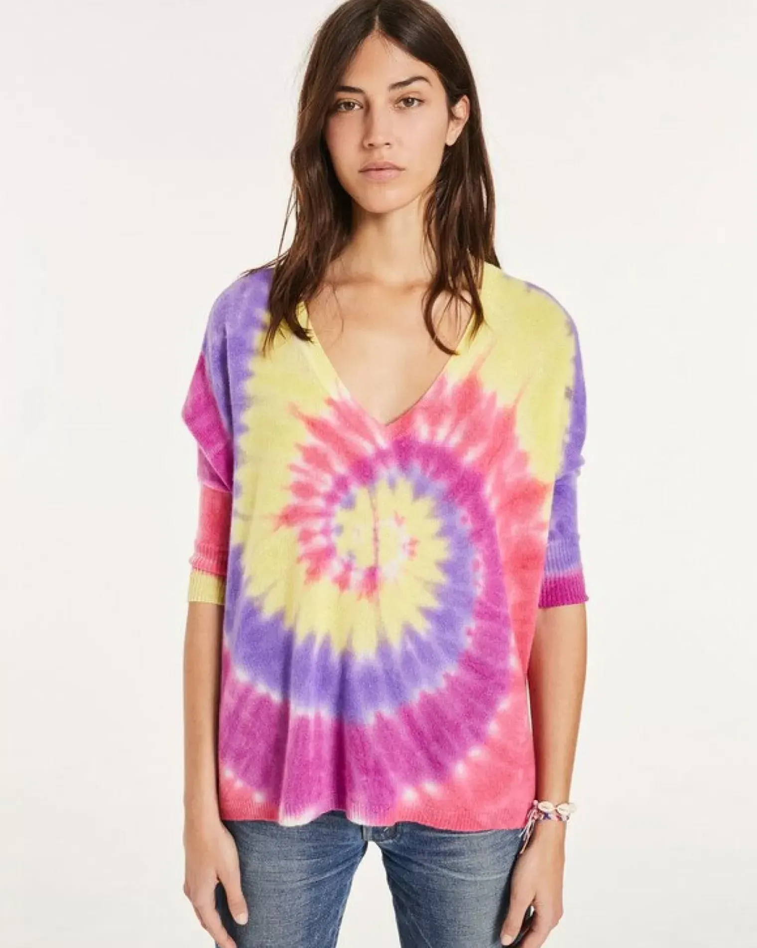 Kujten Sweaters & Sweatshirts>Women Oversized V-Neck Cashmere Sweater Violet