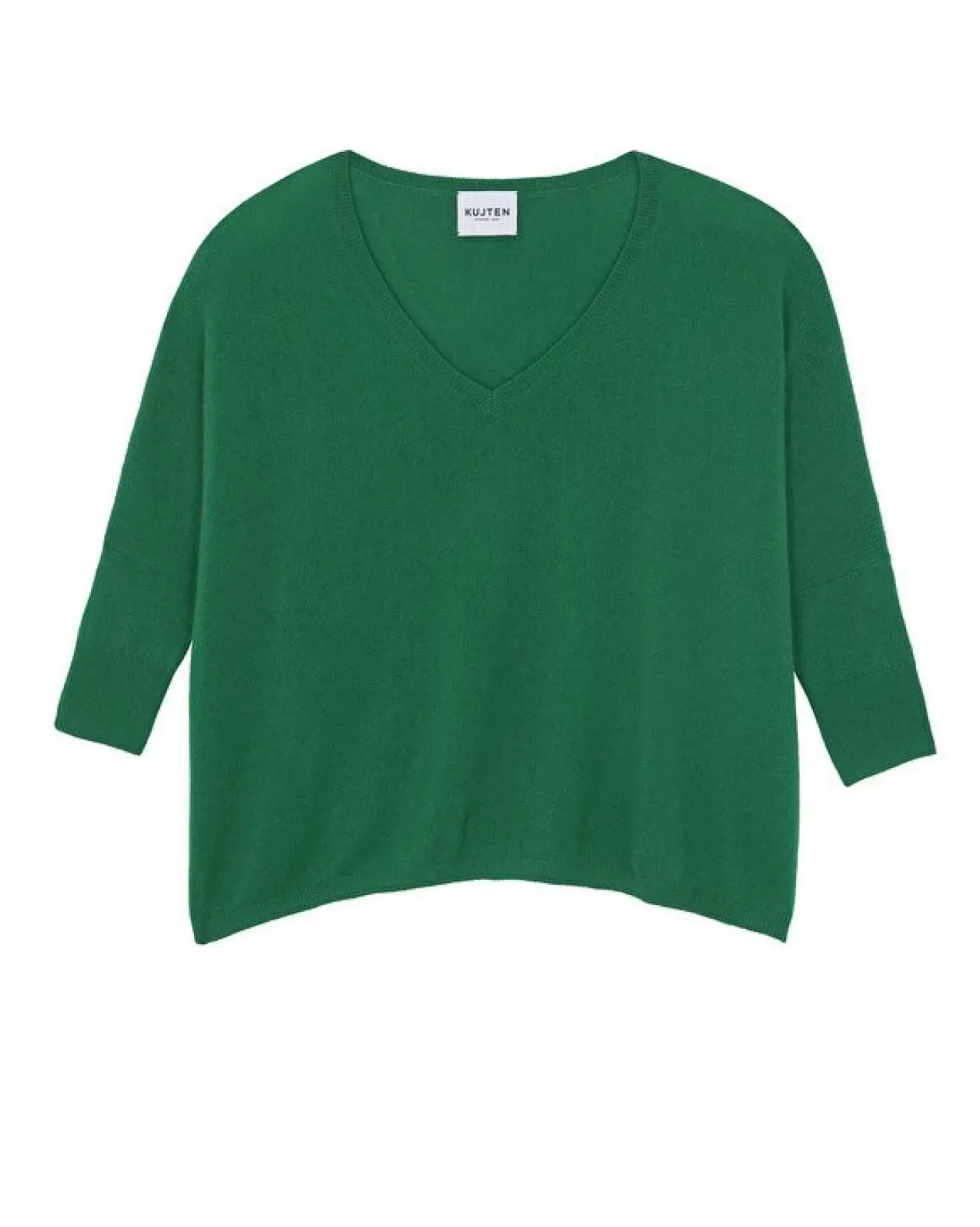 Kujten Sweaters & Sweatshirts>Women Oversized V-Neck Cashmere Sweater, 2-Threads Vert Imperial
