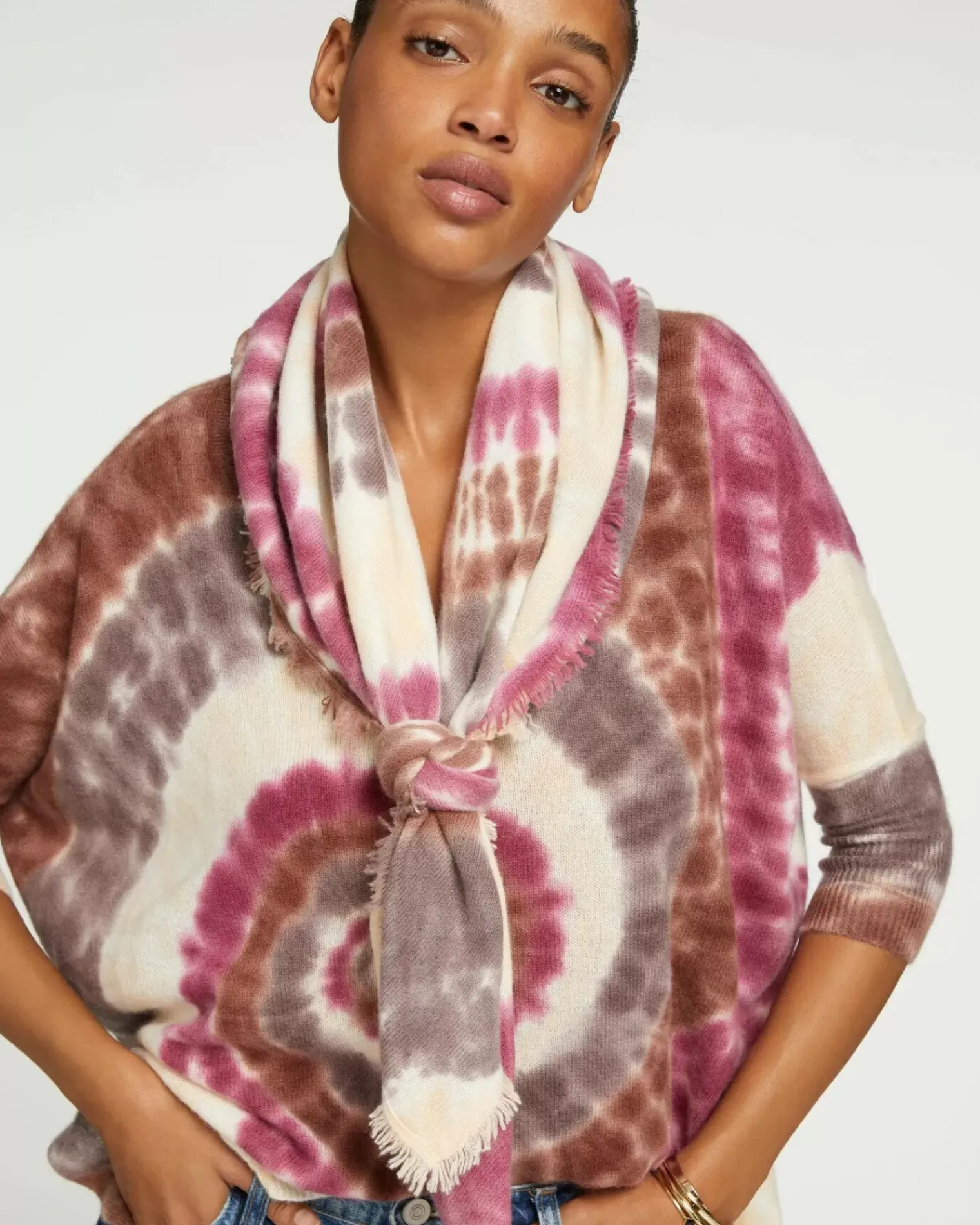 Kujten Sweaters & Sweatshirts>Women Oversized V-Neck Cashmere Sweater Marron