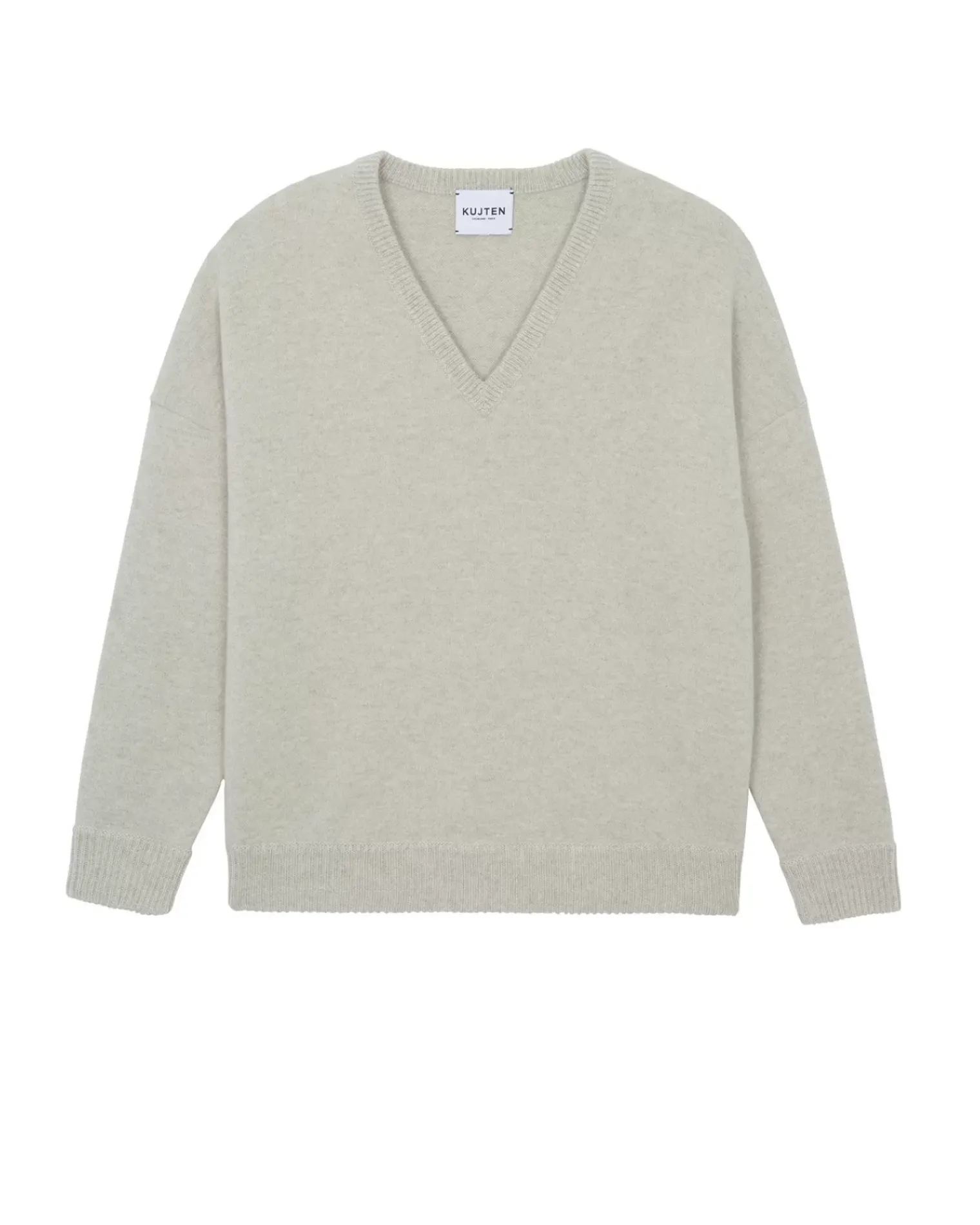 Kujten Sweaters & Sweatshirts>Women Oversized V-Neck Cashmere Sweater, 4-Threads Avoine