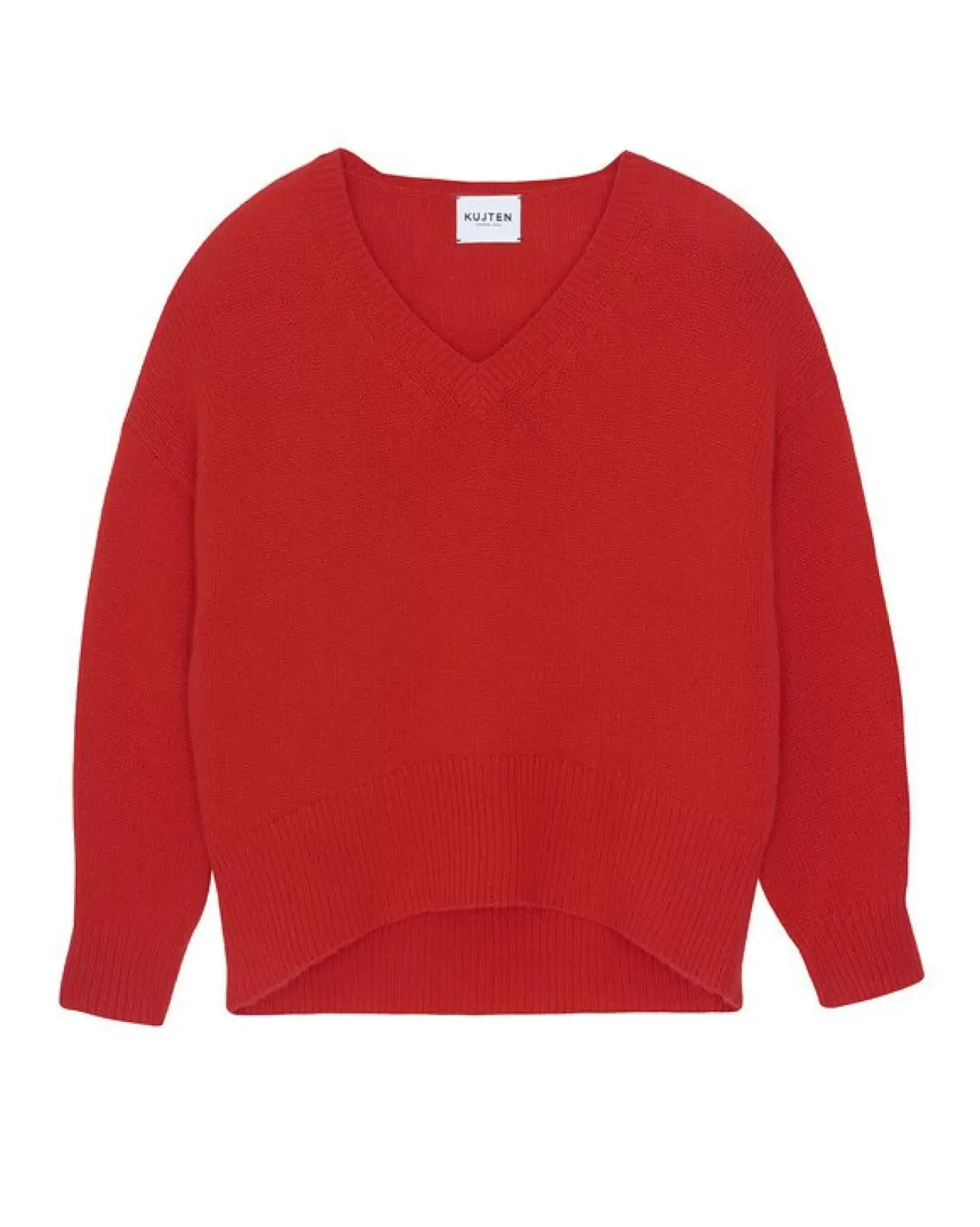 Kujten Sweaters & Sweatshirts>Women Oversized V-Neck Cashmere Sweater Rouge Tomato