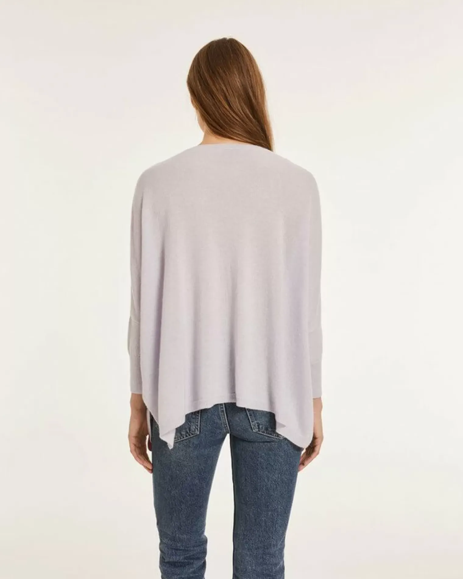 Kujten Sweaters & Sweatshirts>Women Oversized V-Neck Cashmere Sweater Parme Chine