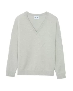Kujten Sweaters & Sweatshirts>Women Oversized V-Neck Cashmere Sweater Gris Bouleau