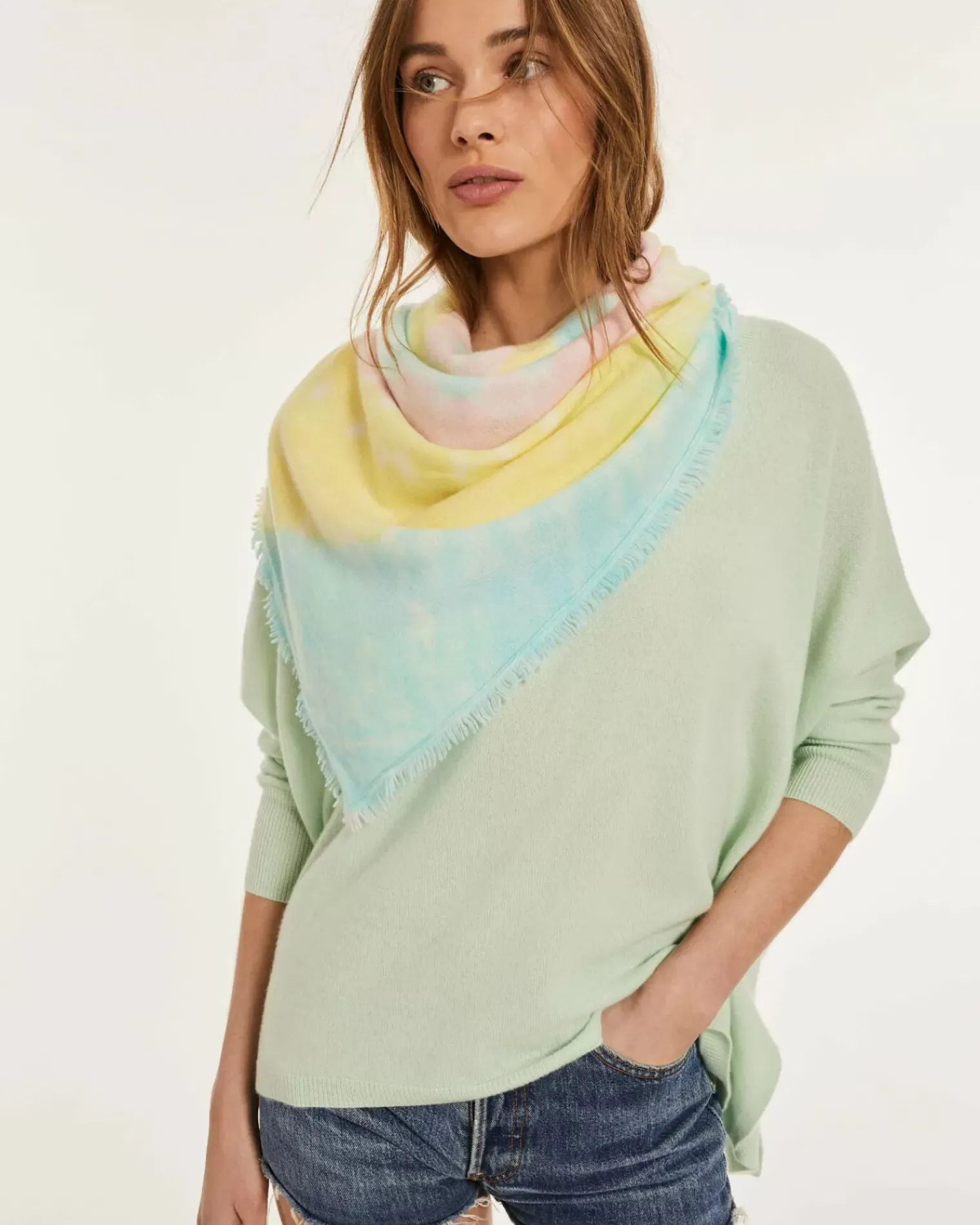 Kujten Sweaters & Sweatshirts>Women Oversized V-Neck Cashmere Sweater Jade
