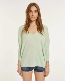 Kujten Sweaters & Sweatshirts>Women Oversized V-Neck Cashmere Sweater Jade