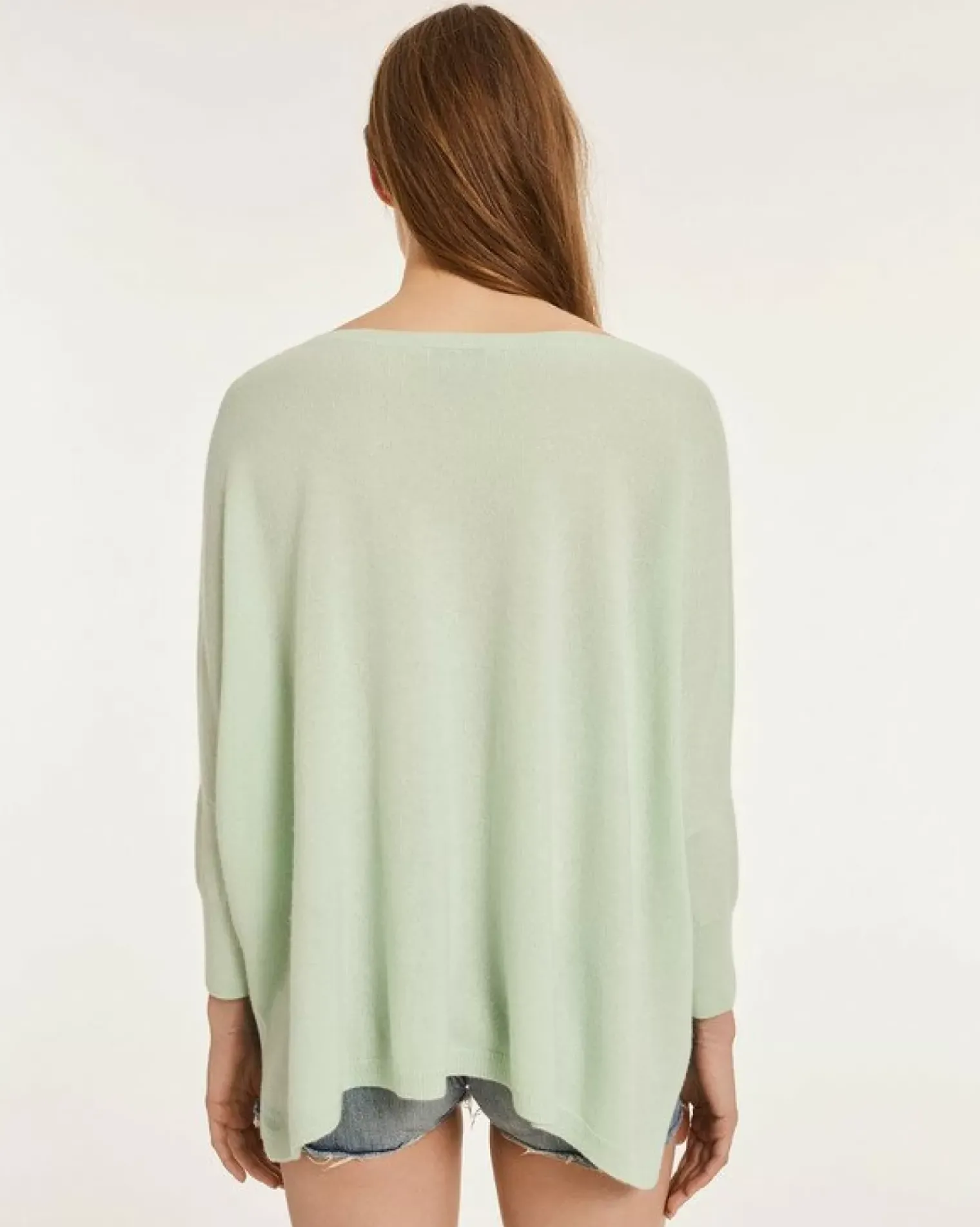 Kujten Sweaters & Sweatshirts>Women Oversized V-Neck Cashmere Sweater Jade