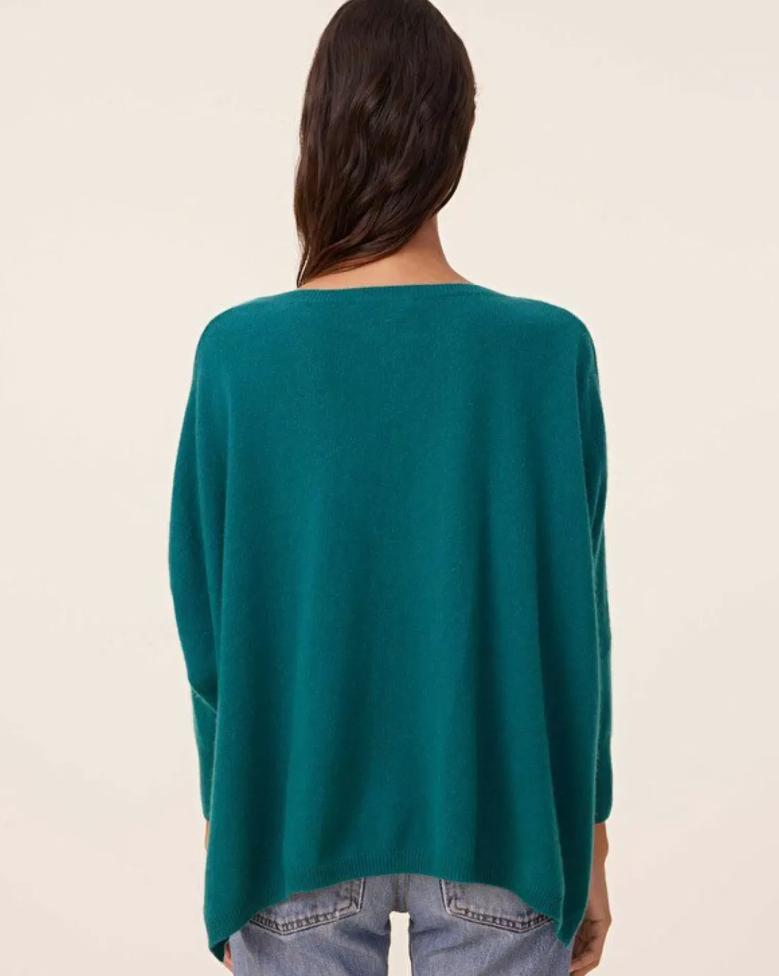 Kujten Sweaters & Sweatshirts>Women Oversized V-Neck Cashmere Sweater, 2-Threads Vert Perroquet