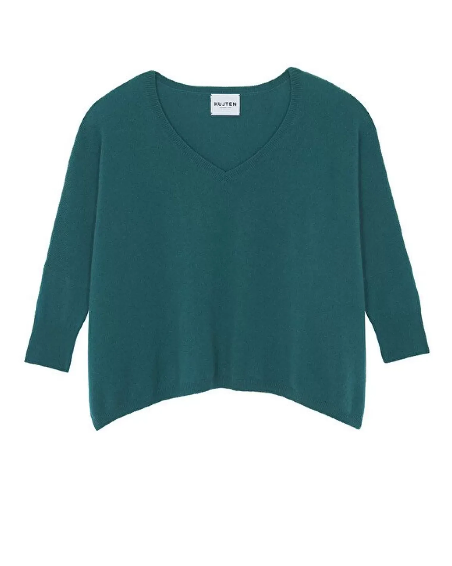 Kujten Sweaters & Sweatshirts>Women Oversized V-Neck Cashmere Sweater, 2-Threads Vert Perroquet