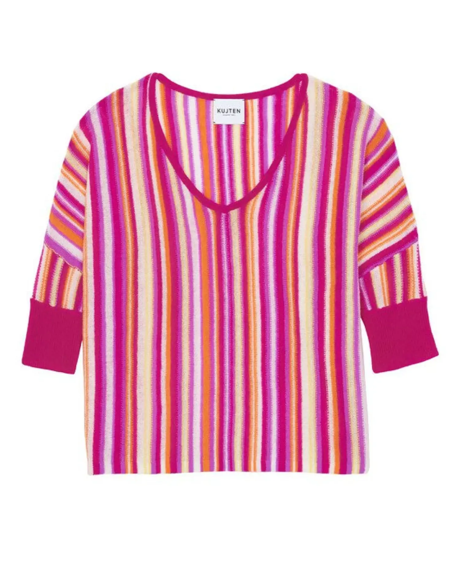 Kujten Sweaters & Sweatshirts>Women Oversized V-Neck Cashmere Sweater Violet Fluo