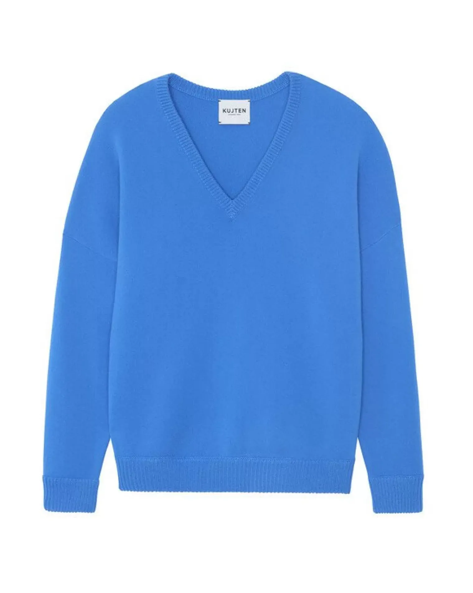 Kujten Sweaters & Sweatshirts>Women Oversized V-Neck Cashmere Sweater Bleu Kabalos