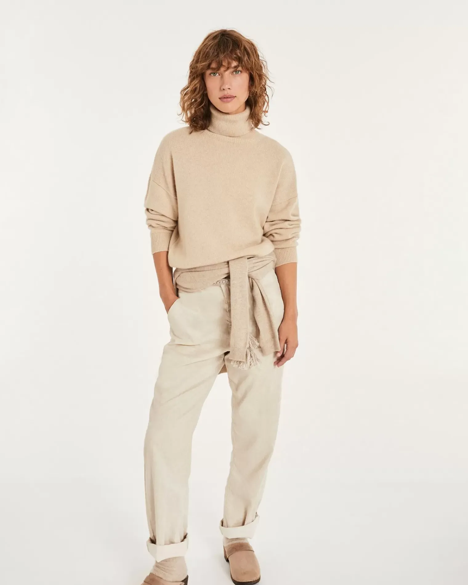 Kujten Sweaters & Sweatshirts>Women Plain Cashmere Turtleneck Sweater Organique
