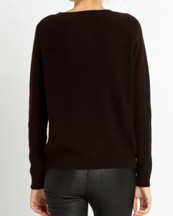 Kujten Sweaters & Sweatshirts>Women Ribbed Cashmere Sweater Marron Choco