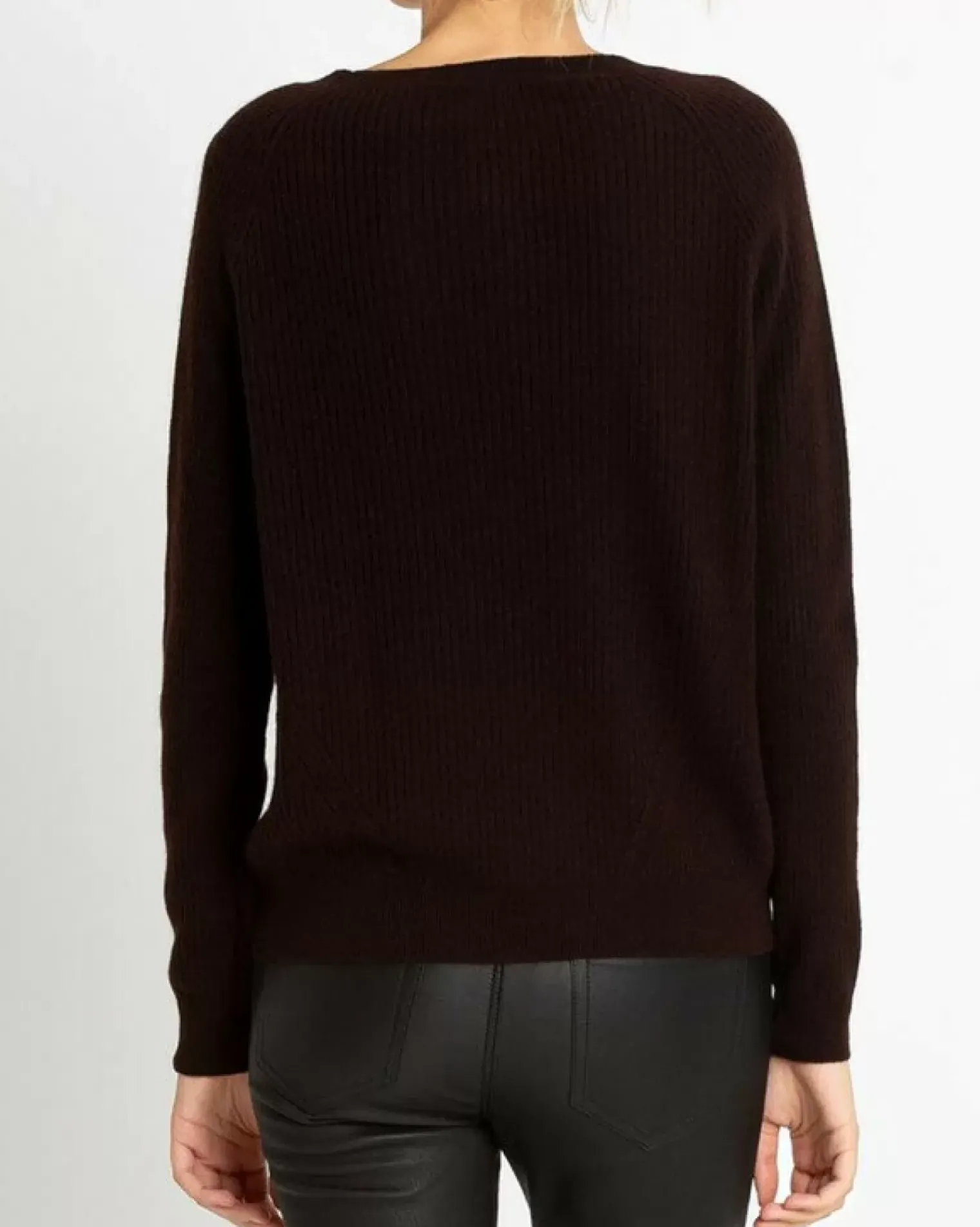 Kujten Sweaters & Sweatshirts>Women Ribbed Cashmere Sweater Marron Choco