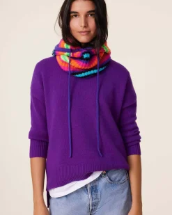 Kujten Sweaters & Sweatshirts>Women Round Neck Cashmere Sweater, 4-Threads Deep Purple