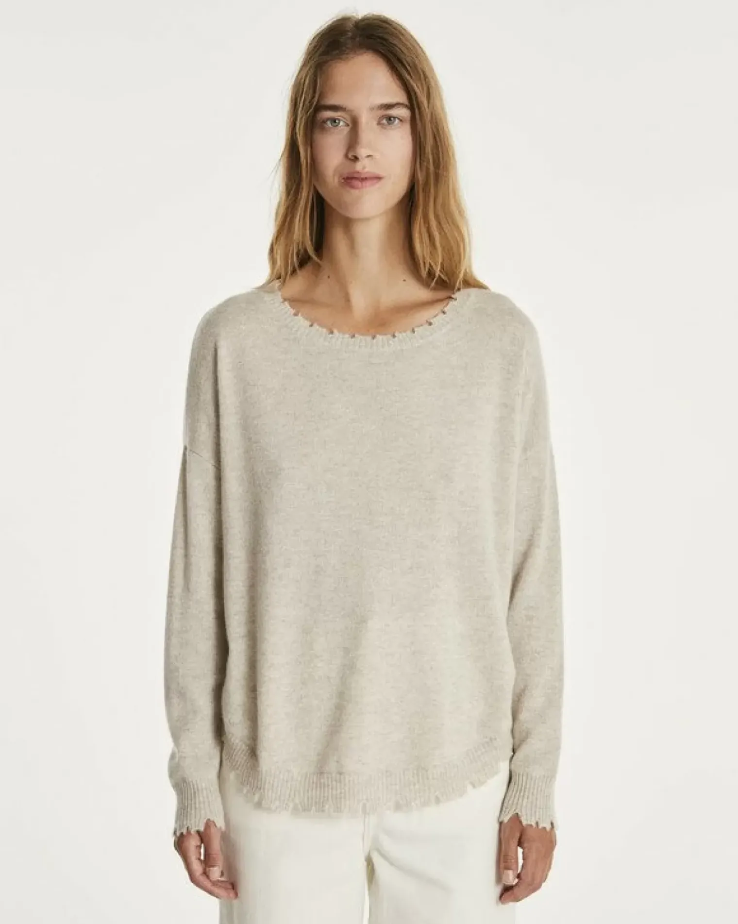Kujten Sweaters & Sweatshirts>Women Round Neck Cashmere Sweater Avoine